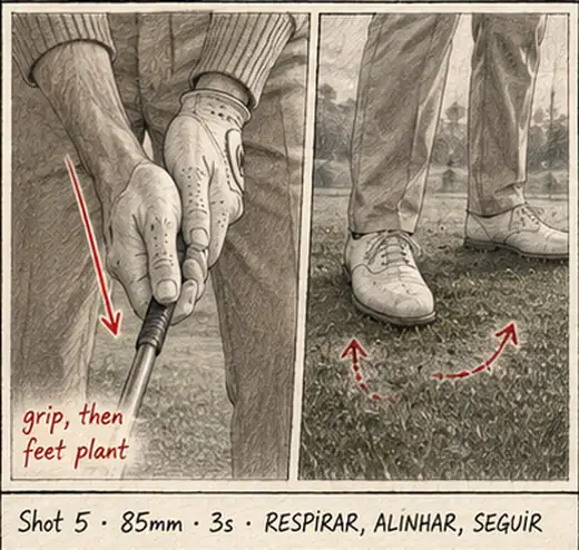 Plano 5 — 85mm · 3s · Respirar, alinhar, seguir